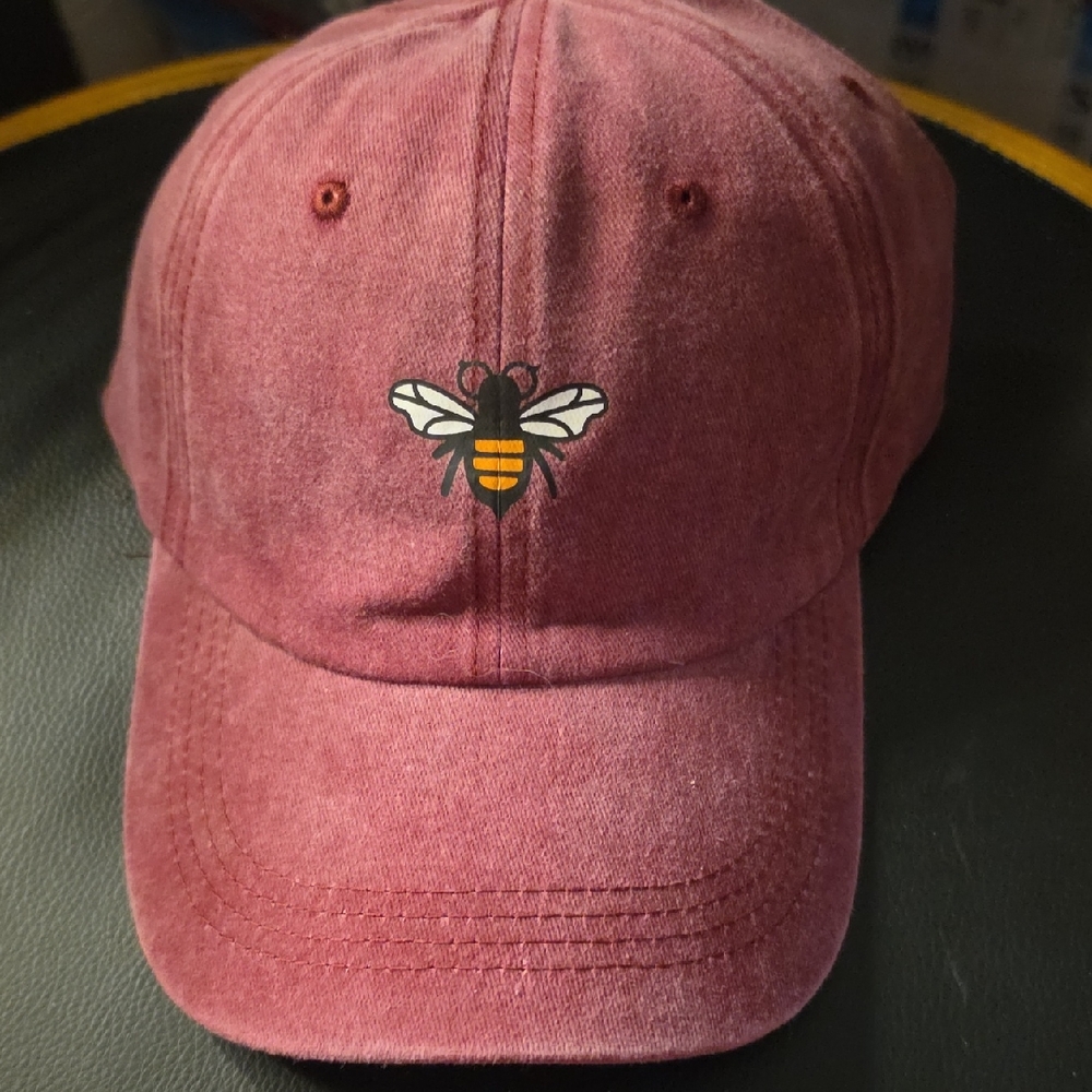 Maroon Bee Embroidered Baseball Cap